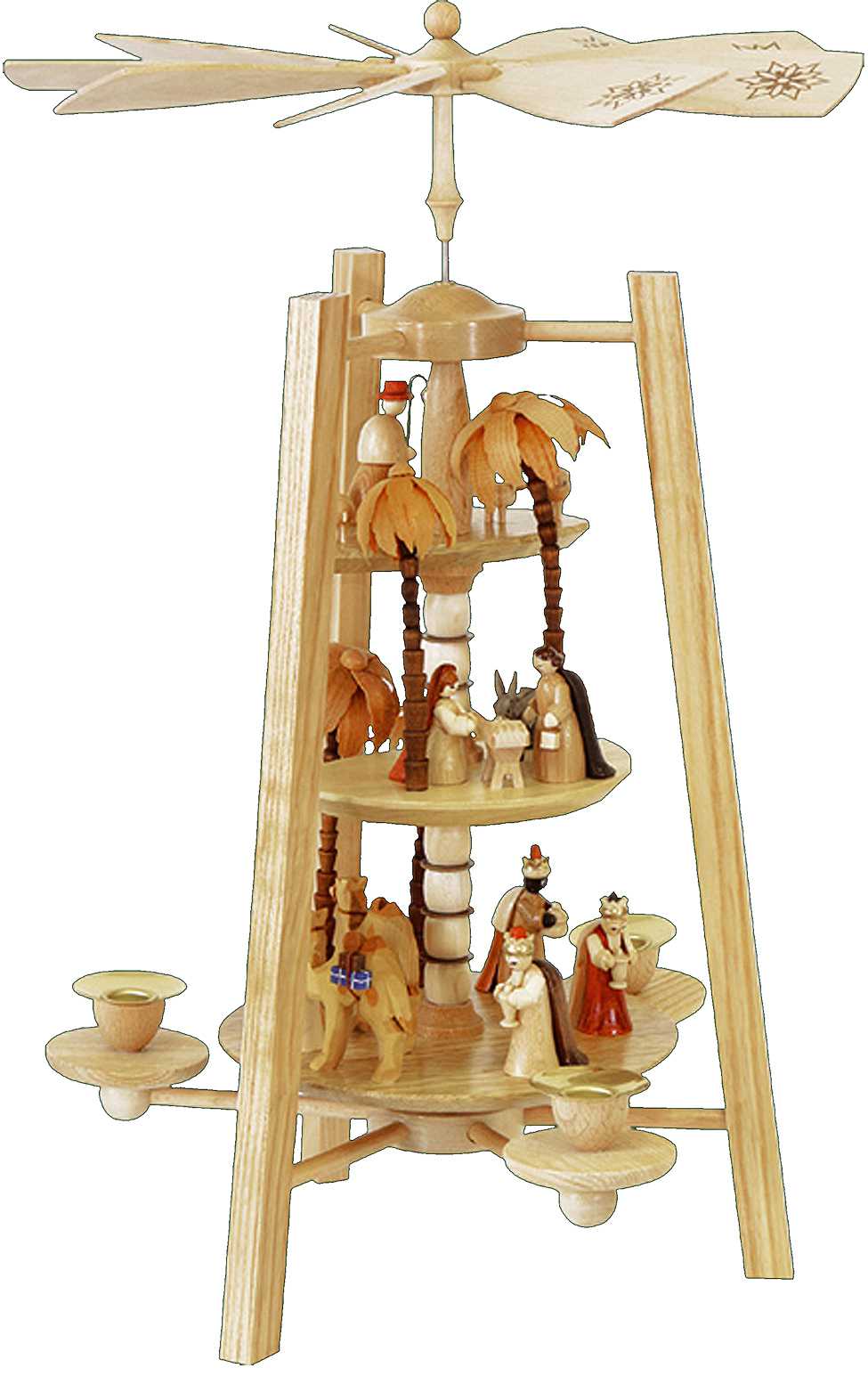 Pyramid - 3 tiers - Nativity Natural Finish