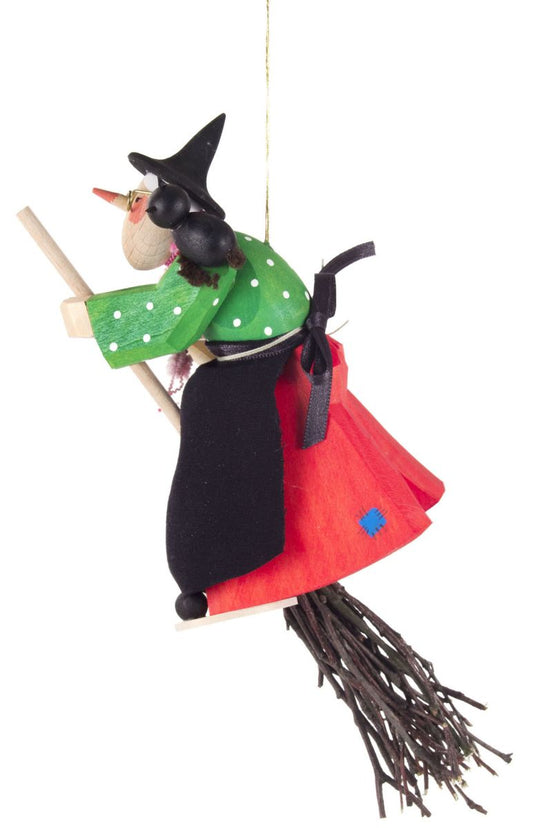 Dregeno Hanging Figurine - Hand Carved Witch With Black Cat