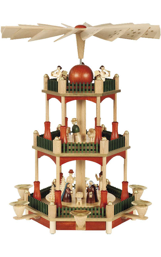 Pyramid - 3-Tier Nativity with Stain finish