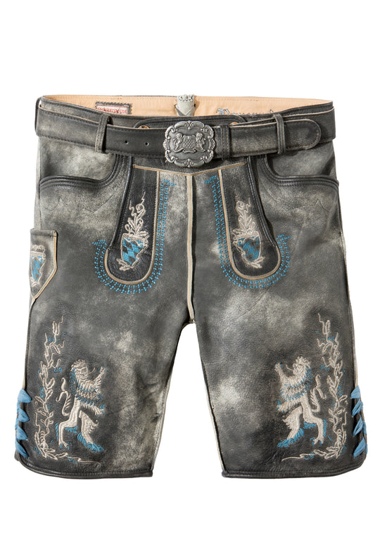 Bayern Lion Grau Antik Gespeckt Bavarian Men's  Lederhosen